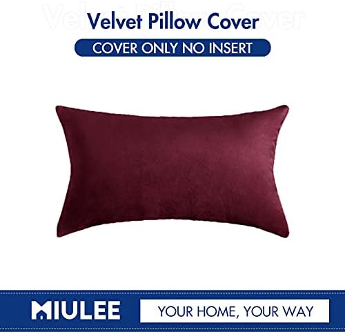 MIULEE 12x20 Inch Lumbar Velvet Throw Pillow Cover Set of 1 Wine Red - Image 6