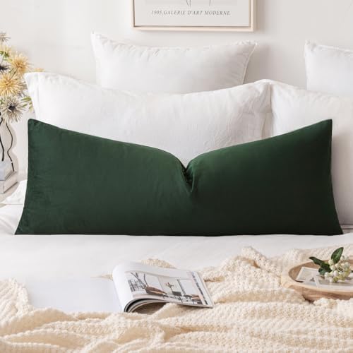 MIULEE 14x36 Inch Lumbar Long Velvet Throw Pillow Cover Set of 1 Army Green by MIULEE