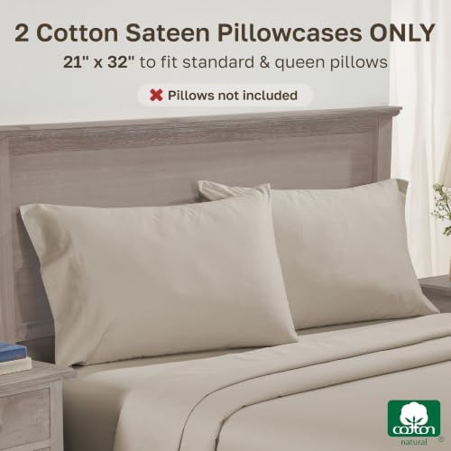 California Design Den 600 TC Set of 2 Queen Pillow Case, Soft Linen - Image 3