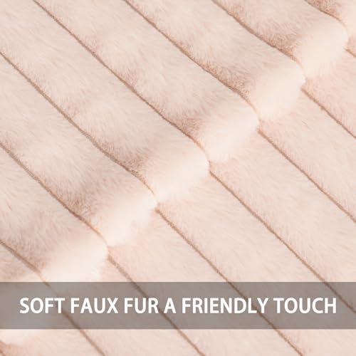 Pack of 2 Faux Fur Christmas Throw Pillow Covers 18x18 Inch, Light Pink - Image 2
