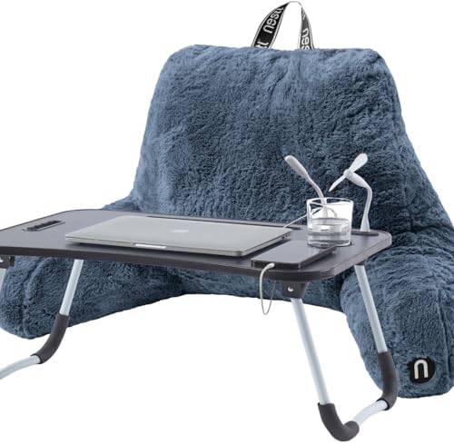 Nestl Fur Reading Pillow with Laptop Lap Desk, Stylish Back Pillow by Nestl