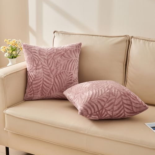 SOCHOW Decorative Throw Pillow Covers 18x18 Inches Set of 2, Soft Leaves - Image 2