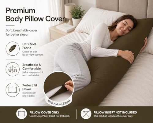 EVOLIVE Body Pillow Cover 21"x54", Microfiber, Hidden Zipper - Image 3