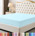 Queen Fitted Sheet, Ultra Soft Fits Up to 15 Inch Deep Pocket, Ice Blue by UTOPIABEDDING