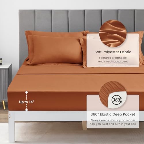 Love's cabin King Size Comforter Set Terracotta, 7 Pieces King Bed in a Bag - Image 4