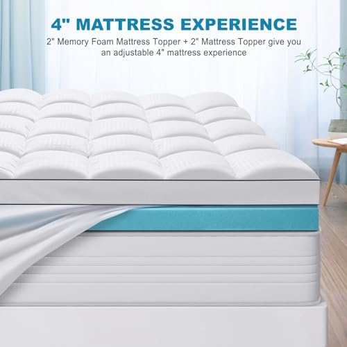 MASVIS California King Size Dual Layer 4 Inch Memory Foam Mattress Topper - Image 6
