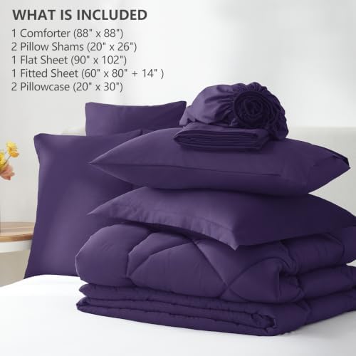 CozyLux Queen Comforter Set 88"x88" Purple - Image 6