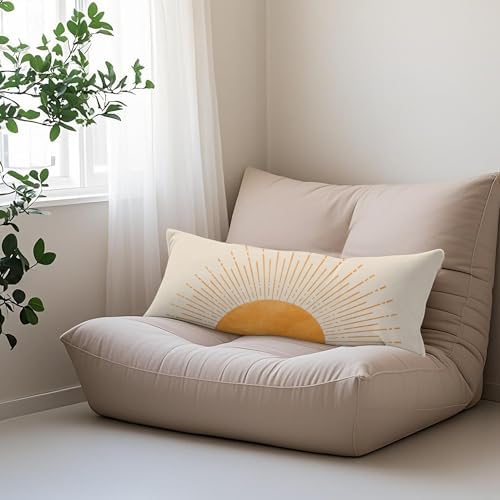 Boho Orange Sun Sunshine 20x54 Body Pillow Cover Case, Mid Century Modern Boho - Image 5