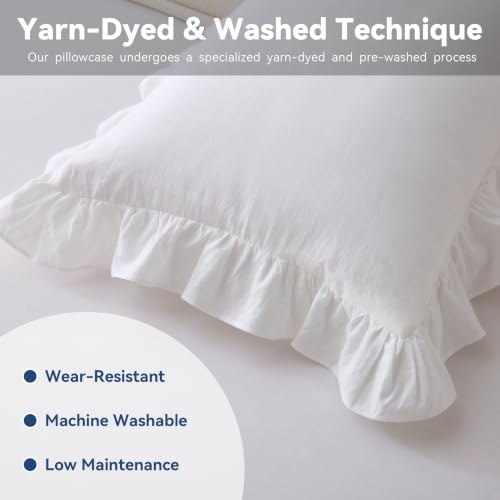 36x14 Inch Off White Ruffled Lumbar Pillow Cover, 1 Pack - Image 4