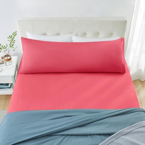 MILVOWOC Brushed Microfiber Body Pillowcases, Hot Pink, 20x48 Inch - Image 4