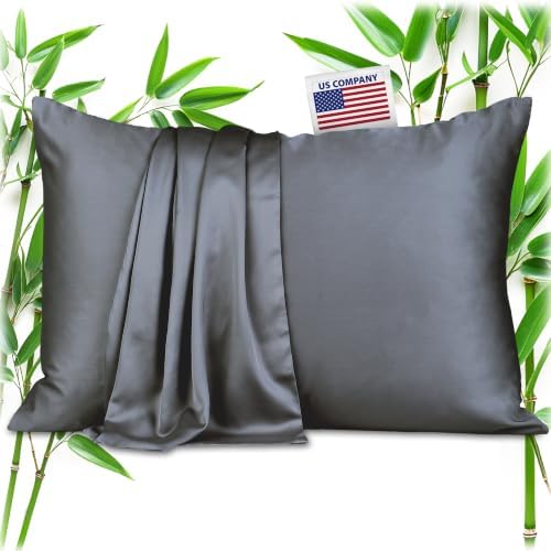 Bamboo Pillowcase, Cooling Pillow Cases, King Size, Dark Gray by VeganSilk