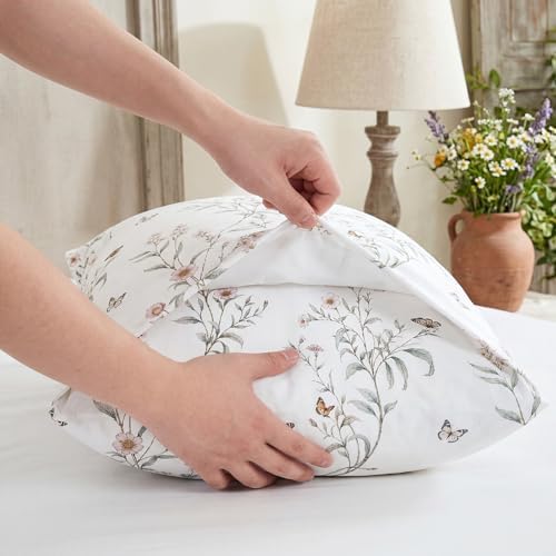 Bedorm King Size Pillow Cases Set of 2 Cotton Floral Pillow Cover - Image 5