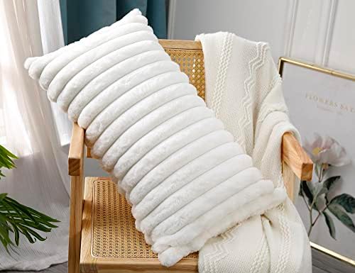 PANOD Faux Fur Decorative Lumbar Throw Pillow Covers 14 x 26, Long Boho Lumbar - Image 3