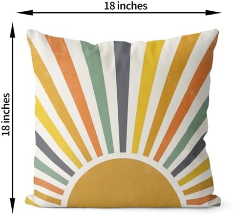 Boho Pillow Covers 18x18 Set of 2 Stripes Colorful Yellow Sunshine Decorative - Image 6