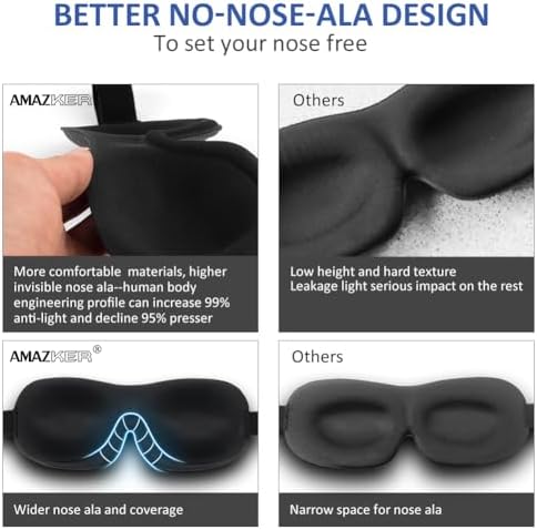 Cute Eye Mask Sleep Mask for Men Women Kids, 2 Pack 3D Contoured Cup Sleeping - Image 4