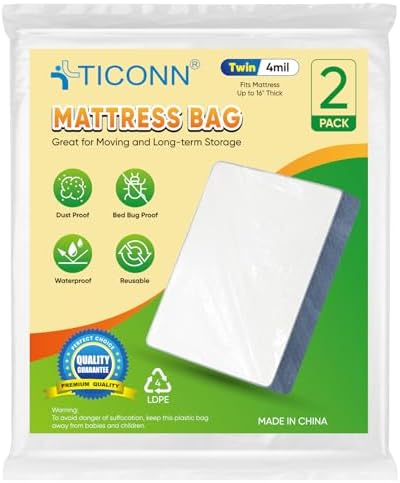 TICONN 2PK Plastic Mattress Bag by TICONN