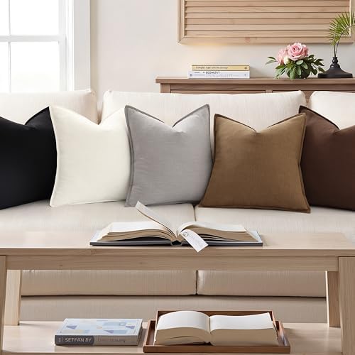 decorUhome Fall Light Grey Linen Throw Pillow Covers 22x22 Set of 2 - Image 4