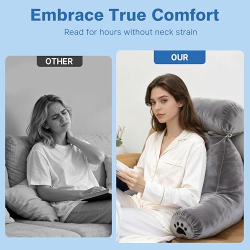 Reading Pillow Plus, Crystal Velvet Back Pillow Bed Sitting Up - Image 6