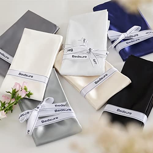 Bedsure Satin Pillowcase with Zipper, Pillow Cases Queen Size Set of 2 - Image 5
