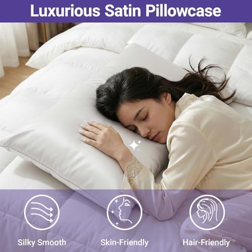 2 Pack Satin Pillowcases Silver Grey Standard Size 20x26 in - Image 3