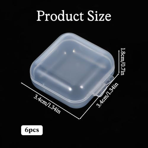 6 PCS Mini Clear Plastic Jewelry Box, Earplug Case Organizer, Transparent - Image 2