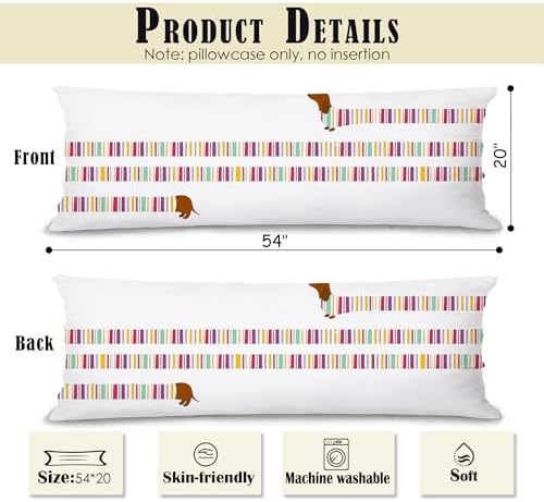 Funny Dachshund 20x54 Body Pillow Cover, Weiner Dog Gifts - Image 2