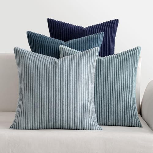MIULEE Soft Corduroy Decorative Throw Pillow Covers Blue Navy Series 16x16 by MIULEE