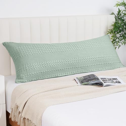 PHF Cotton Waffle Body Pillowcase 20" x 54", Mint Green, No Insert by PHF
