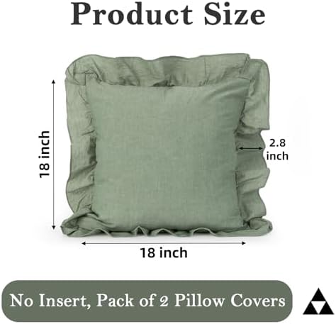 JoraLion Ruffled Throw Pillow Cover 18x18 Solid Green - Image 4