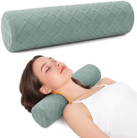 4.7" Small Neck Roll Memory Foam Pillow Cylinder, Detachable Cover by Unknown