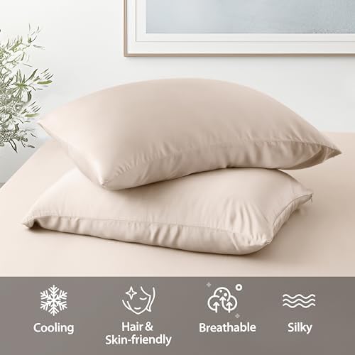 2 Pack Cooling Pillow Cases, Viscose Derived from Bamboo Pillow Protectors - Image 5