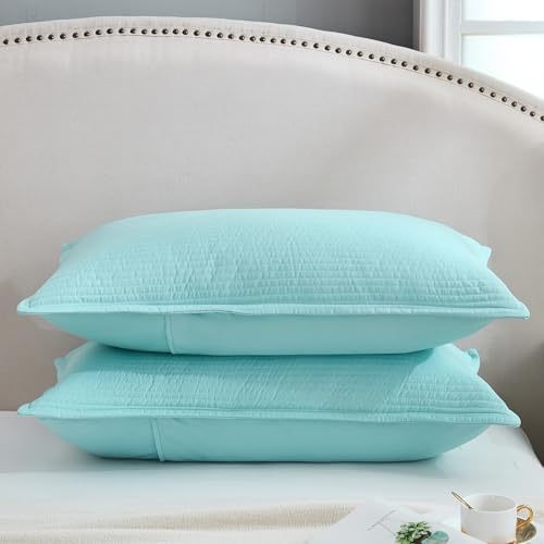 Stripe Quilted Pillowcases Set of 2, Standard Size Envelope Pillow Covers Soft - Image 3