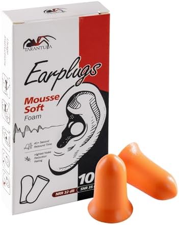 Tarantula 10 Pairs 33 NRR Soft Foam Ear Plugs, Noise Cancelling by Tarantula