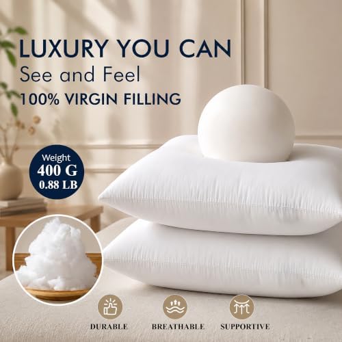 Ridhi White Throw Pillow Inserts, 16x16 Inch, Down Alternative - Image 2
