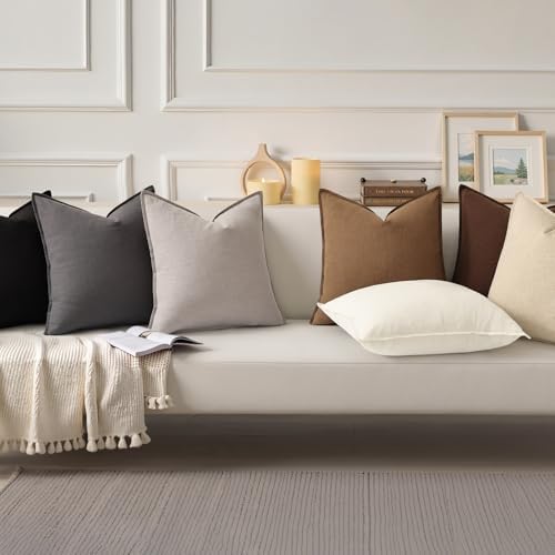 decorUhome Fall Brown Linen Throw Pillow Covers 16x16 Set of 2 - Image 7