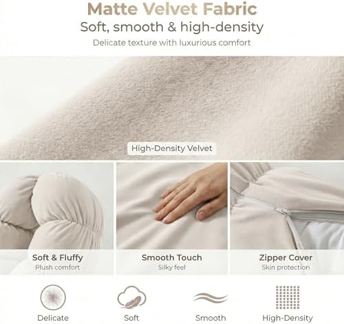 Pat. Pend. Full Body Pillow for Adults, 59 Inch, Misty White - Image 5