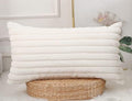 PANOD Faux Fur Decorative Lumbar Throw Pillow Covers 12 x 26, Long Boho Lumbar by PANOD