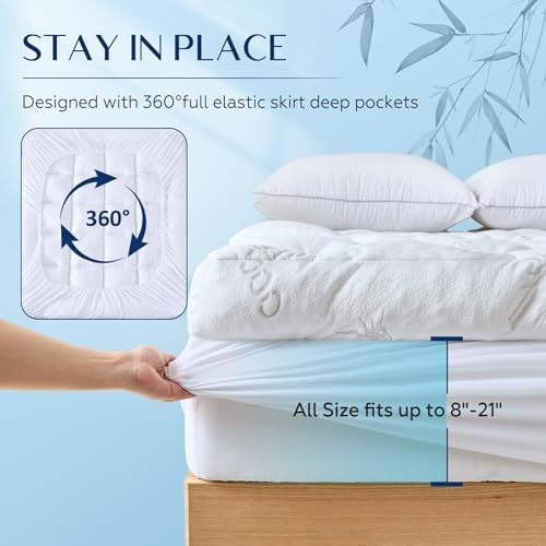 5 Inch Cooling Bamboo Mattress Topper King Size, 78x80 in, 2000 GSM - Image 6