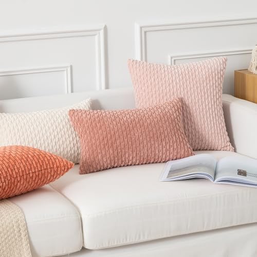 Kevin Textile Soft Corduroy 14"x22" Lumbar Pillow Cover 1 Pack, Light Pink - Image 6