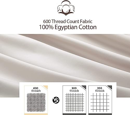 100% Egyptian Cotton Pillow Protectors Set of 2 Standard Size - Image 2
