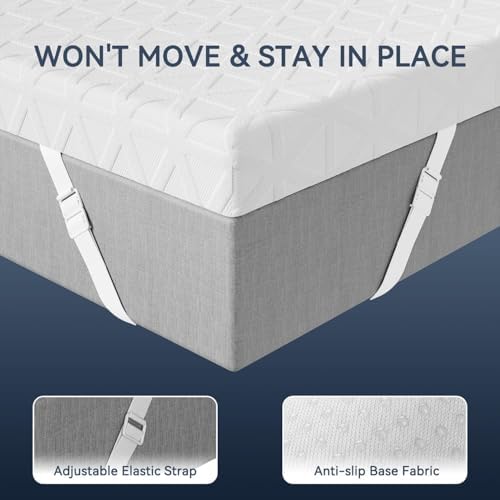 ELEMUSE 3 Inch Queen Size Gel Memory Foam Mattress Topper, Cooling Ice Silk - Image 5