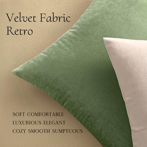 MIULEE Velvet Throw Pillow Covers 20x20 Inch Pack of 2 Sage Green - Image 5