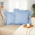 JoraLion Ruffled Throw Pillow Cover 16x16 Solid Light Blue by JoraLion