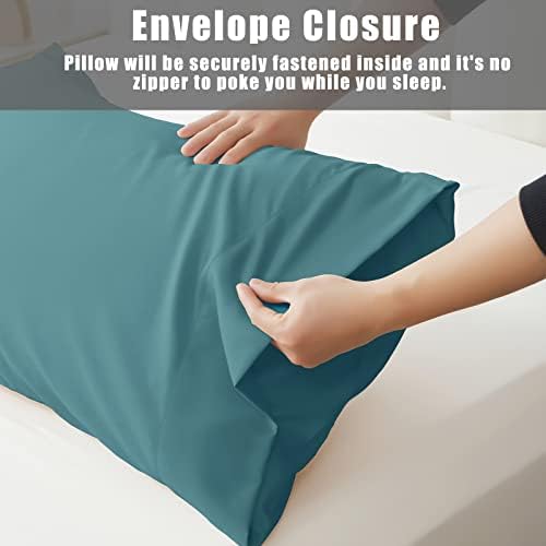 Teal Pillow Cases Standard Size 2 Pack, Bamboo Rayon Cooling Pillowcases - Image 5
