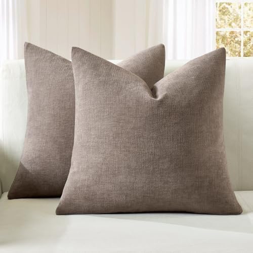 MIULEE Brown Chenille Couch Throw Pillow Covers by MIULEE