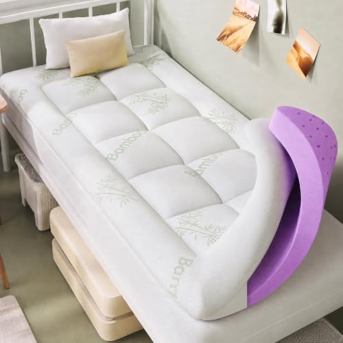 SINWEEK 4 Inch Dual Layer Bamboo Memory Foam Mattress Topper by SINWEEK