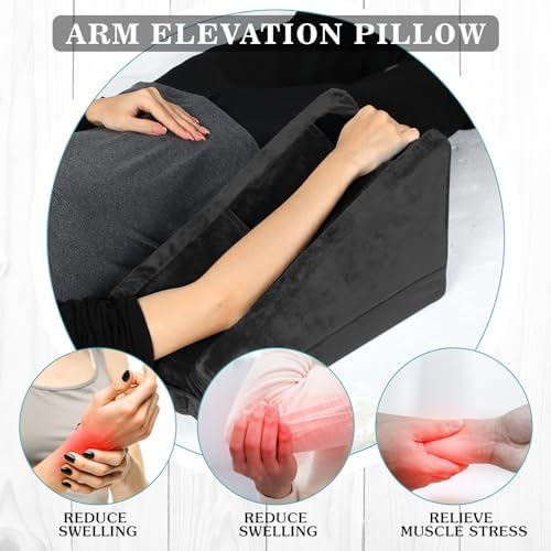Buryeah Black Arm Elevation Pillow 2 Pocket, Plush Material - Image 5