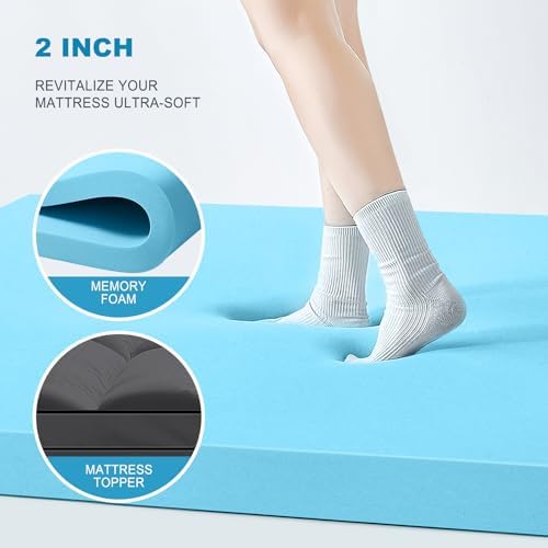 MASVIS Queen Size Dual Layer 4 Inch Memory Foam Mattress Topper, 2 Inch Cooling - Image 5