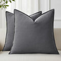 decorUhome Fall Dark Grey Linen Throw Pillow Covers 26x26 Set of 2 by decorUhome