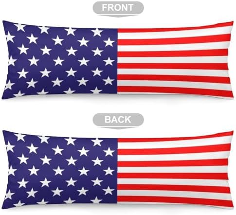 USA Flag Design Body Pillow Pillowcase Red and Blue Stars and Stripes Long Body - Image 2